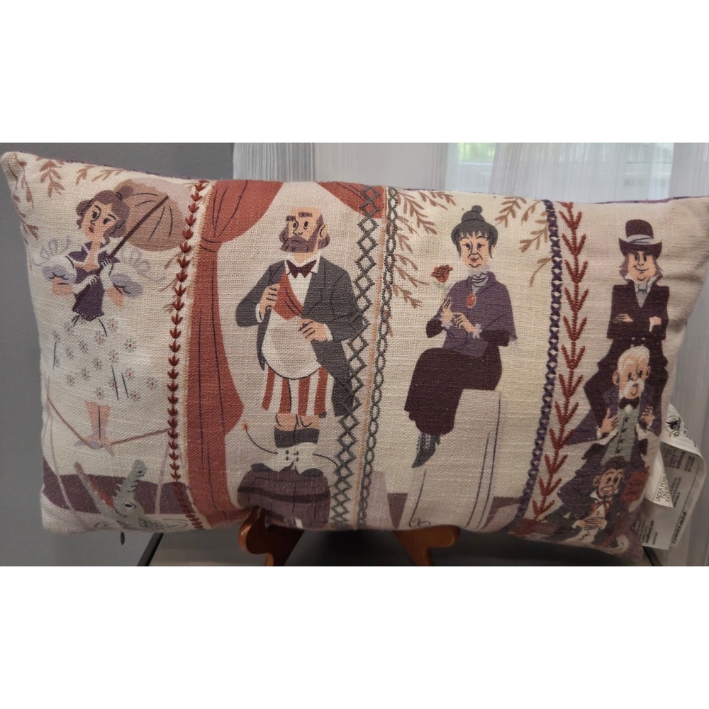 Disney Haunted Mansion Stretching Room Portraits Lumbar Pillow 20x12 Purple Wall